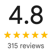 4.8-star rating based on 315 reviews with five yellow stars.