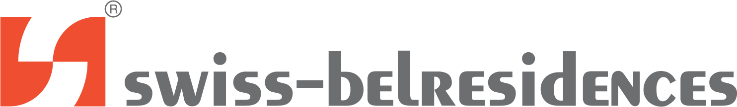 The logo for grand swiss-belhotel is red and white