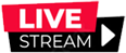 A red and black live stream logo with a play button.