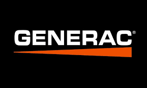 The logo for generac is orange and white on a black background.