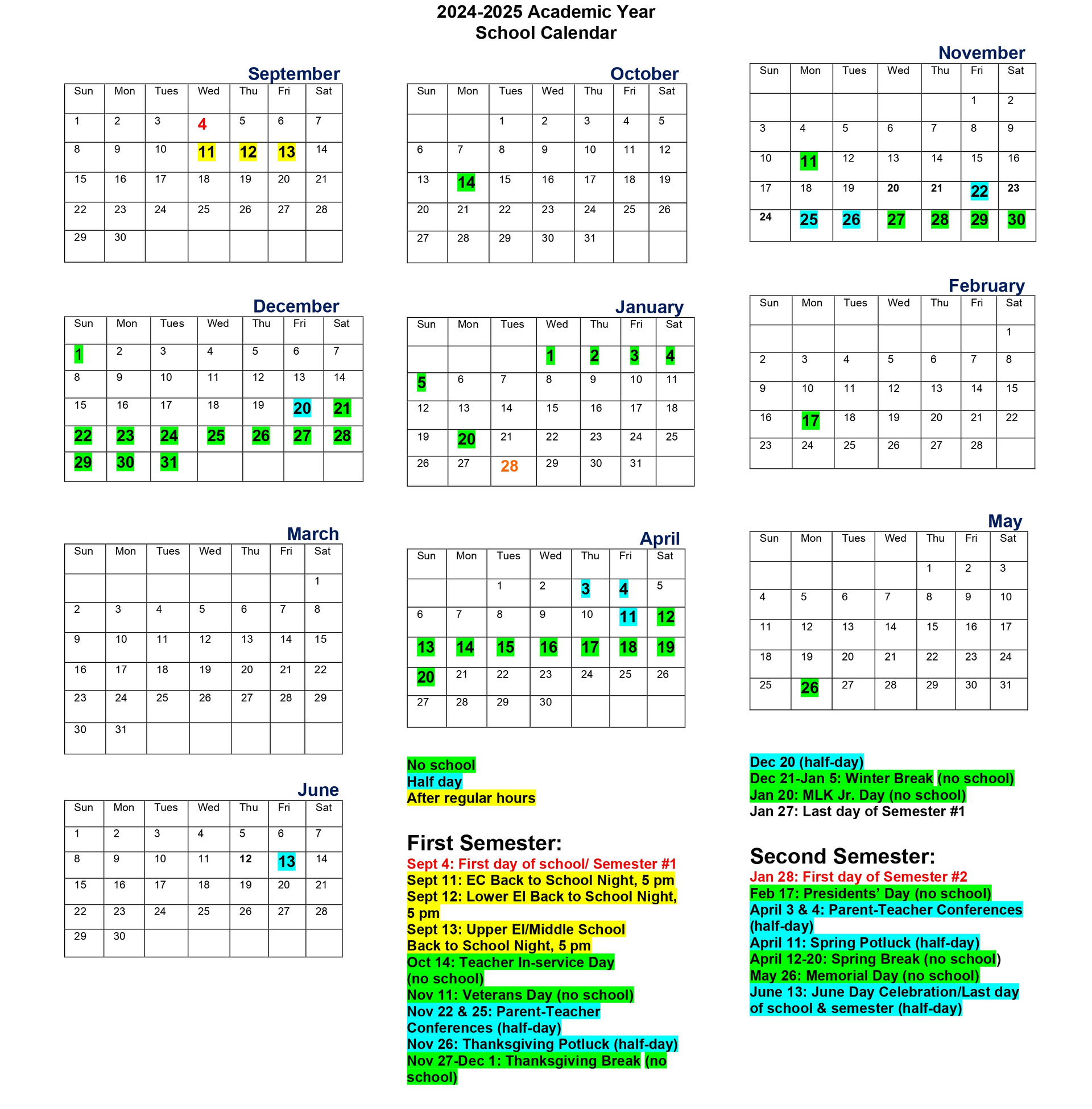 MASV 2024-2025 Calendar