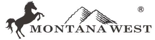 The logo for montana west shows a horse and a mountain.