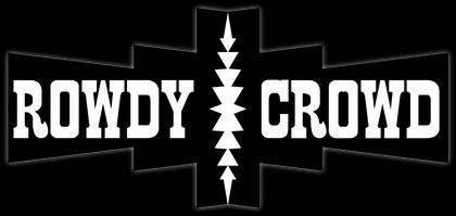 The logo for rowdy crowd has a cross and arrows on it.