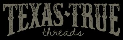 Texas true threads logo on a black background