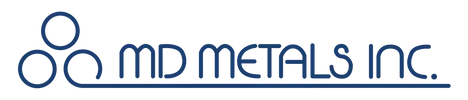 Logo for MD Metals Inc. with a design of three connected blue circles and the text "MD METALS INC."