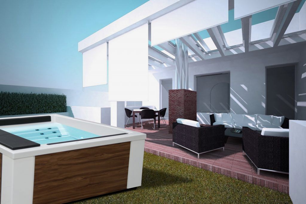 a 3d render of the Quantum hot tub from hypa spa