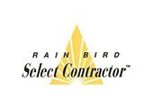 The rainbird select contractor logo is a yellow triangle with rays coming out of it.