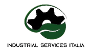 Logo per Industrial Services Italia: emblema a forma di ingranaggio e foglia, testo 