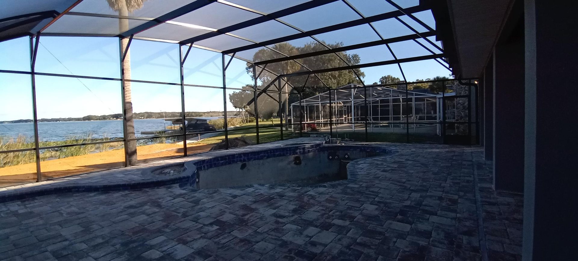 Swimming pool in the backyard of a house