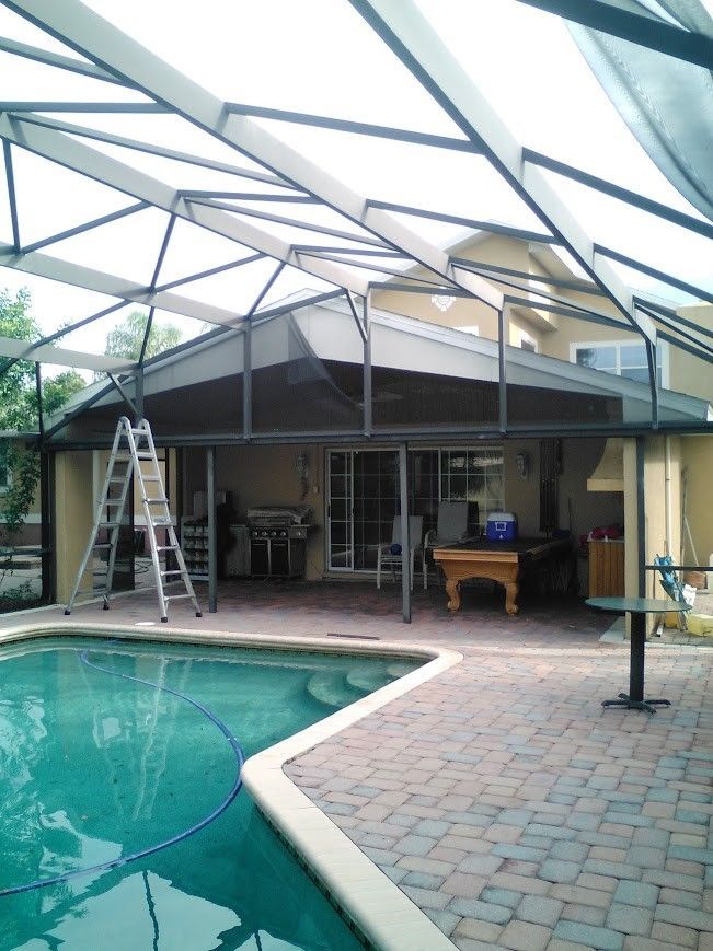 Swimming pool in the backyard of a house