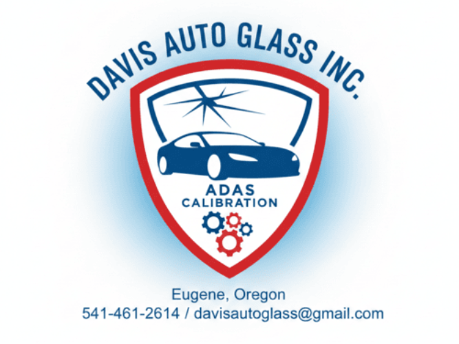Logo: Davis Auto Glass Inc. with car, shield, and text