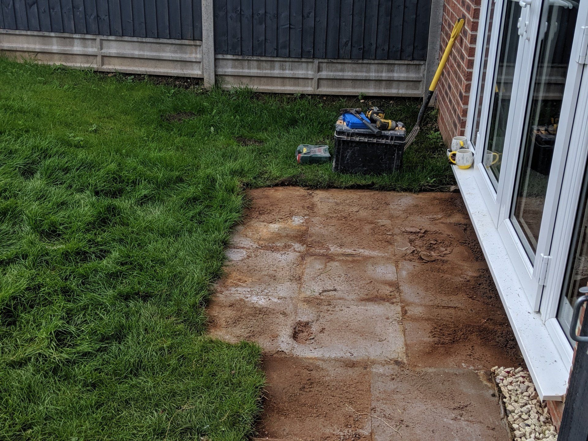 Patio and railway sleepers in Dudley September 2020