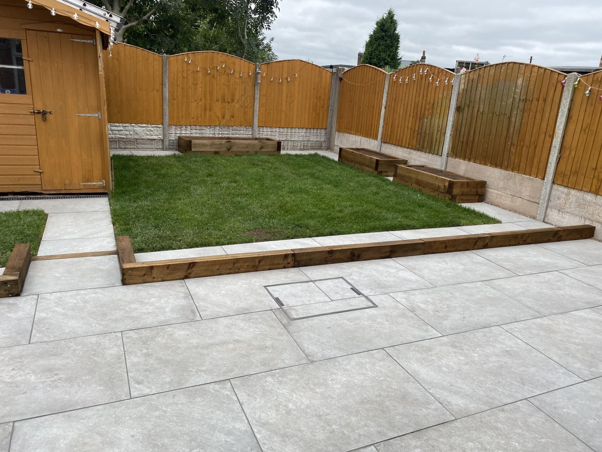 New porcelain patio and turf in Gornal