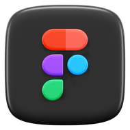 A black icon with a red purple and green circle on it