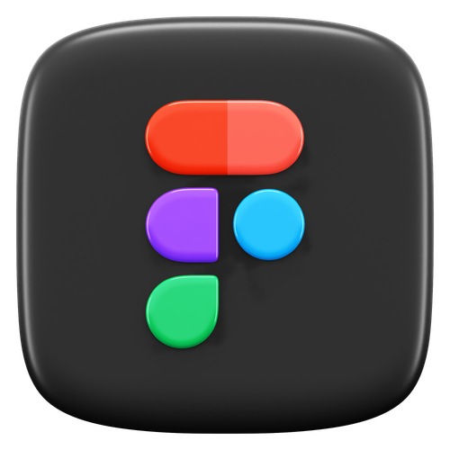 A black icon with a red purple and green circle on it