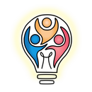 5000IQ Logo. A light bulb with three people inside of it.