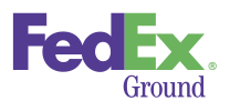 The fedex ground logo is purple and green on a white background.