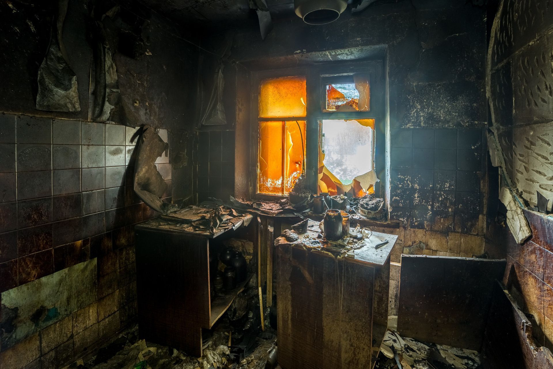 A before shot of a fire restoration in Pittsburgh, PA by Kingdom Bio Recovery & Restoration