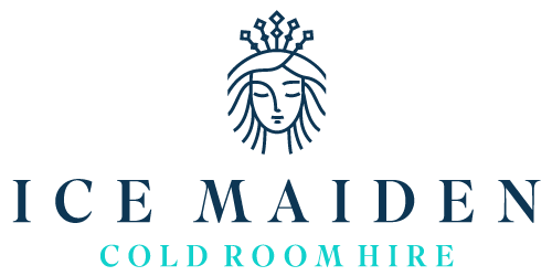 The logo for Ice Maiden Cold Room Hire shows a line drawing of woman with a ice crown on her head.