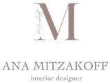 O logotipo de ana mitzakoff é uma designer de interiores.