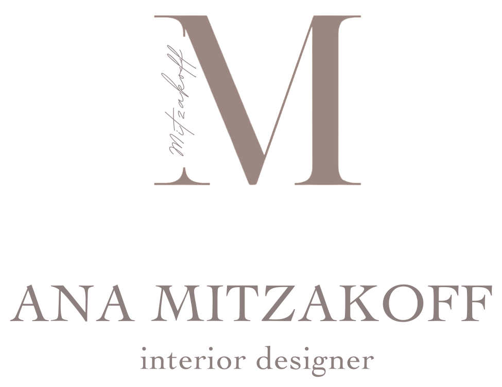 O logotipo de ana mitzakoff é uma designer de interiores.