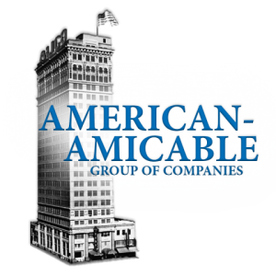 American-Amicable Group of Companies logo, a grayscale tall building with text overlay.