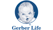 Baby in a blue circle, Gerber Life logo.