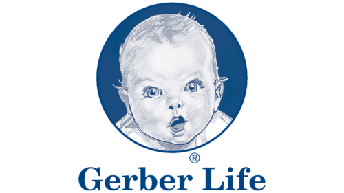 Baby in a blue circle, Gerber Life logo.