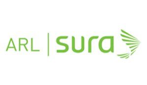 Un logotipo verde y blanco para ARL Sura.