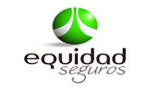 A logo for equidad seguros with a green ball