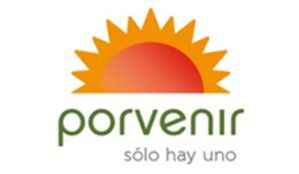 A logo for porvenir solo hay uno with a sun