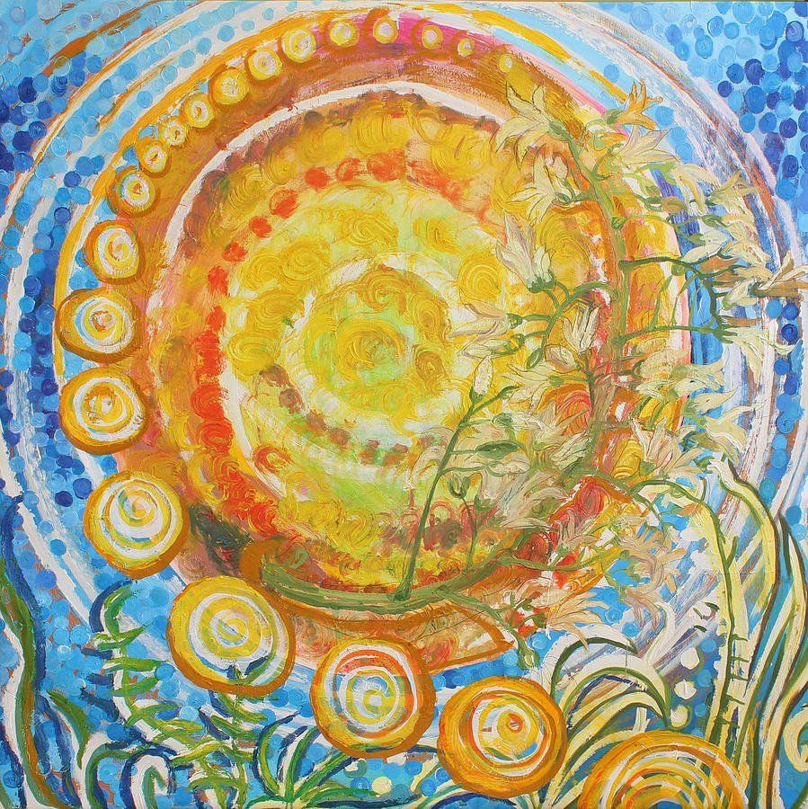 Mel Ohlinger's oil patingins Sun Circles pretty modern art paintings that feel like Van Gogh