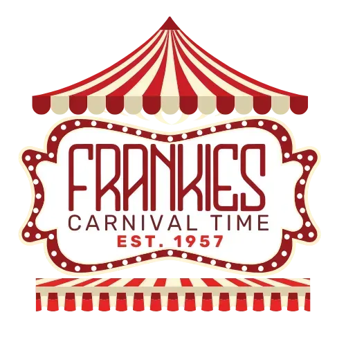 Frankies Carnival Time logo in red and cream with circus tent and marquee-style sign, EST. 1957