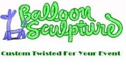 A logo for balloon sculptures that says custom twisted for your event