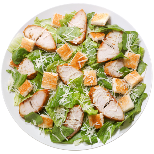 Top View of a Fresh Chicken Salad in a bowl