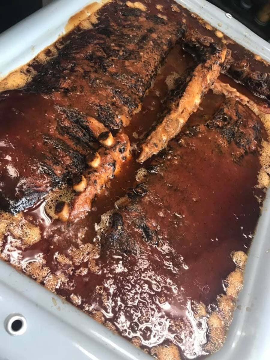 A close up of a casserole dish filled with food