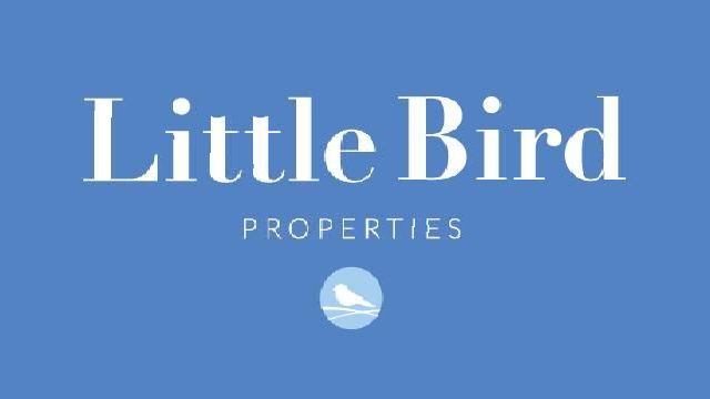 A little bird properties logo on a blue background