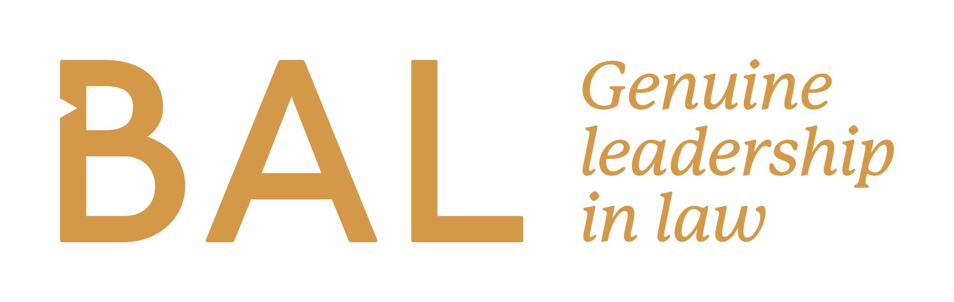 A logo for bal genuine leadership in law
