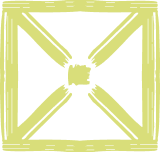 Light green square with an X through it, centered in a white background.