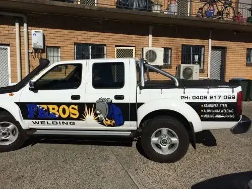 A Truck With Febos Welding Written on the Side is Parked — Febos Welding and Engineering In Corrimal, NSW