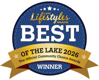 Lake Lifestyle Magazine BEST OF THE LAKE 2023 award badge with “Winner!” text on yellow background