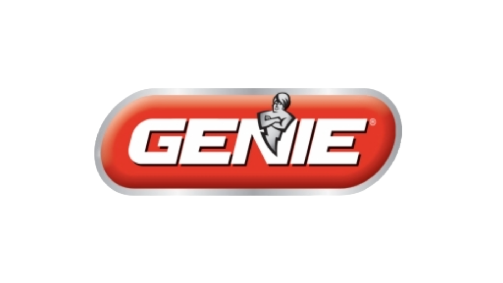 A red genie logo on a white background