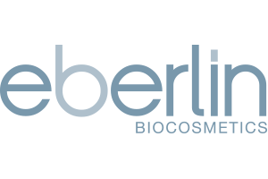Un logotipo para eberlin biocosmetics sobre un fondo blanco.