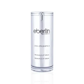 Una botella de cosméticos eberlin sobre un fondo blanco.
