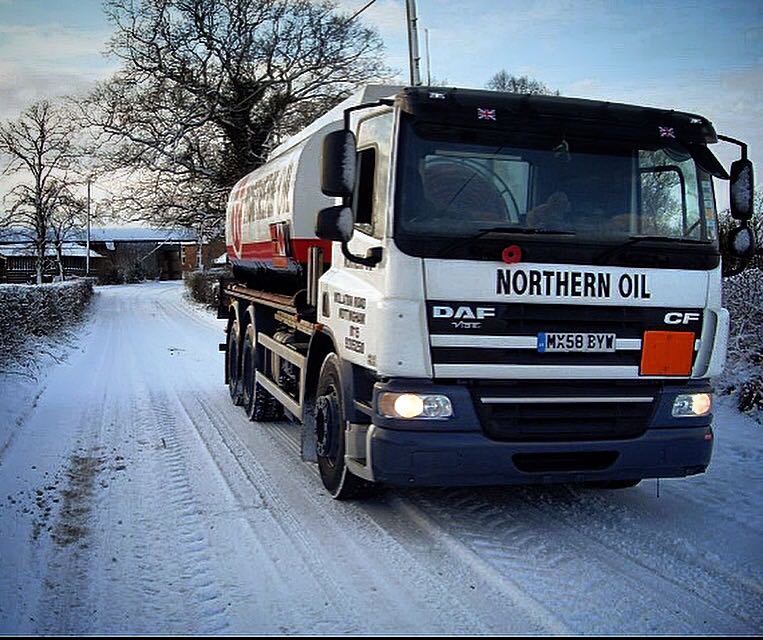 Northern Oil delivery lorry in the snow