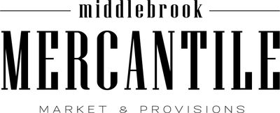 The logo for middlebrook mercantile market and provisions is black and white.