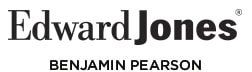 The logo for edward jones benjamin pearson is black and white.