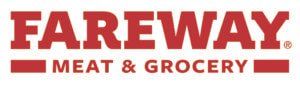 The fareway meat and grocery logo is red and white