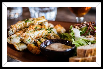 A close up of a plate of food on a table.