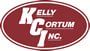 A red and white logo for kelly cortum inc.